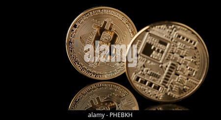 bitcoin gold coin isolated on black background Stock Photo