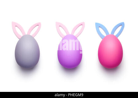 Easter Eggs with Bunny Ears Isolated on White Background Stock Photo