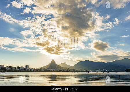 Skyline of Rio de Janeiro city at afternoon Stock Photo