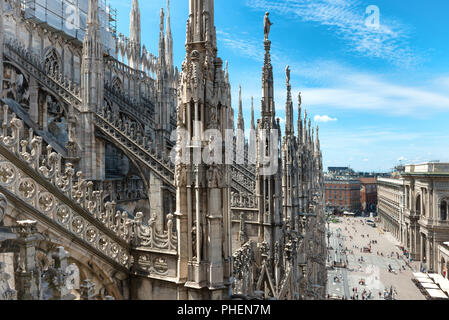 Statues on the roof of famous Milan Cathedral Duomo Stock Photo