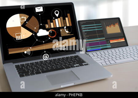 Cloud Service (Cloud Computing diagram on the new computer interface) Stock Photo