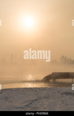 Dirty water discharged into the river, pollution Stock Photo