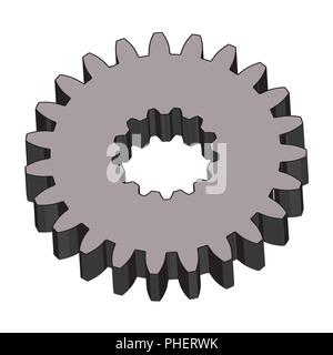 Steel gear wheel. 3D effect vector Stock Vector