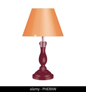 Wood table lamp. Traditional style. 3D effect vector Stock Vector