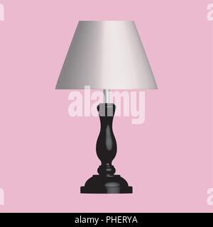 Wood table lamp. 3D effect vector on pink background Stock Vector