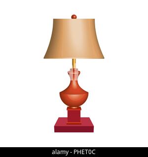 Wood table lamp. Classic style. 3D effect vector Stock Vector