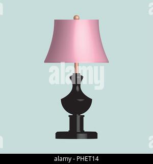 Wood table lamp. 3D effect vector on light cyan background Stock Vector
