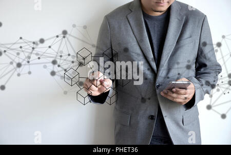 Blockchain technology  financial cryptocurrency such as bitcoin Stock Photo