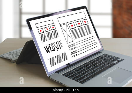 Web Design layout sketch drawing Software Media WWW and Graphic Layout Website development project Stock Photo