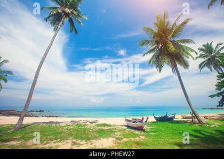 beach and fishing boat, koh Lanta, Thailand Stock Photo