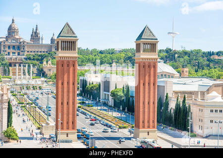 Venetian Towers in Barcelona Stock Photo