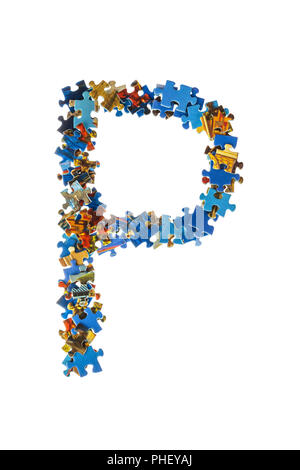 Letter P made of puzzle pieces Stock Photo