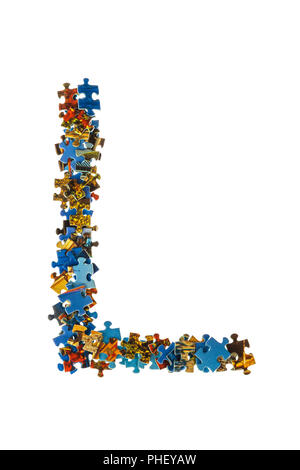 Letter L made of puzzle pieces Stock Photo