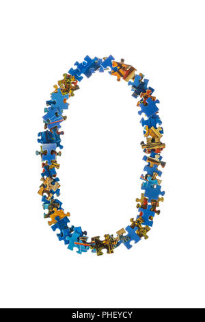 Number 0 made of puzzle pieces Stock Photo