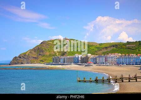 The Beach and Promenade at Aberystwyth, Cardigan Bay, Wales, United Kingdom, Europe, Stock Photo