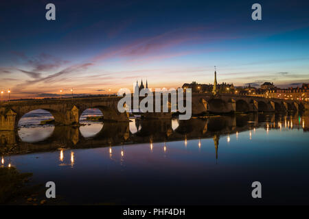 Jacques-Gabriel Bridge over the Loire River in Blois, France Stock Photo