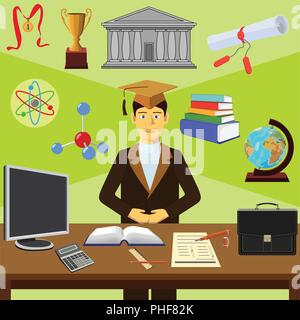 Color vector clip art. Infographics education. Student Stock Vector