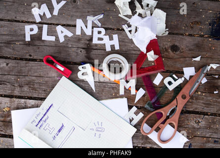 creative mess on the table Stock Photo
