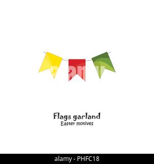 Color vector illustration. Flags garland, holiday decoration Stock Vector