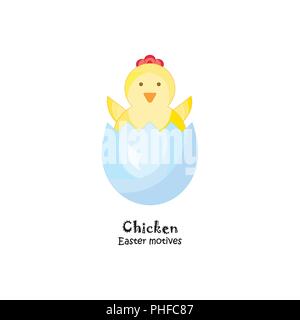 Color vector illustration. Chicken in the eggshell Stock Vector