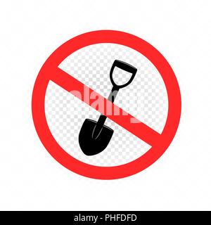 digging is forbidden sign icon Stock Vector