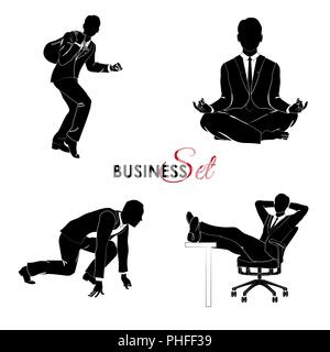 Businessman set, man in a business suit in different poses Stock Vector