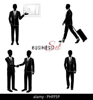 Businessman set, man in a business suit in different poses Stock Vector