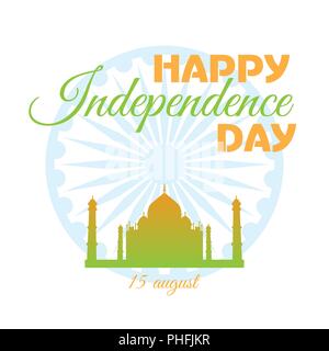 Indian Independence Day concept background with Ashoka wheel. Vector Illustration Stock Vector