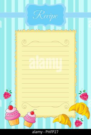 Beautiful paper for culinary notes, Recipe paper Stock Vector