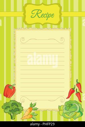 Beautiful paper for culinary notes, Recipe paper Stock Vector