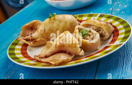 Stuffed Calamari with tuna Stock Photo