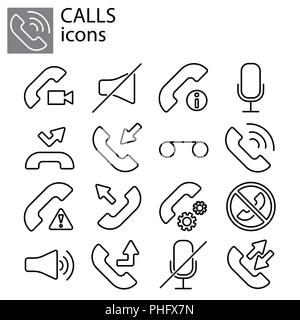 Web line icon. Calls icon black on white background Stock Vector