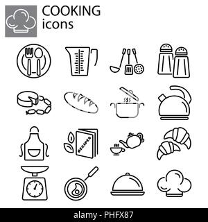 Web icons set. Cooking, kitchenware black on white background Stock Vector