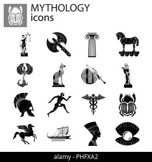 Mythology set vector black on white background Stock Vector