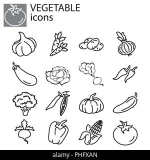 Web icons set - Vegetables black on white background Stock Vector