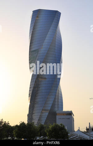 Twisting tower Wyndham Grand Manama in the capital of Bahrain Stock Photo