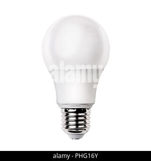 White opaque round energy saving light bulb isolated on white background Stock Photo