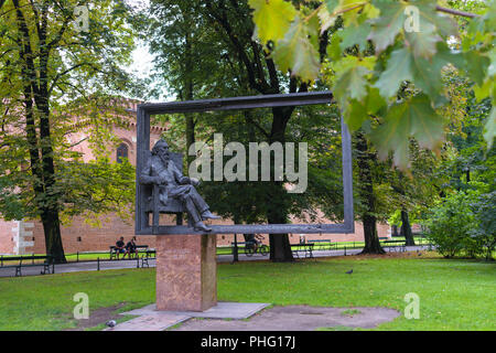 Krakow, Poland - August 11 2018: Jan Matejko statue inside Planty Park Stock Photo