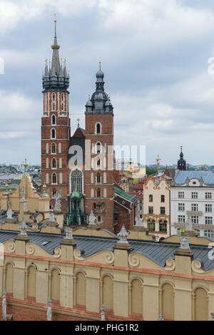 St Mary's Basilica towers view from the Town Hall tower Stock Photo