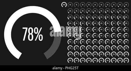 Set of circular sector percentage diagrams from 0 to 100 ready-to-use for web design, user interface (UI) or infographic - indicator with white Stock Vector