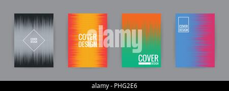 Set of cover background design template vector illustration. Colorful halftone gradient effect gray, black, red, yellow, green, orange, hot pink and b Stock Vector