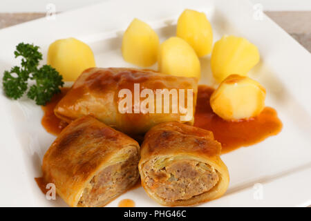 cabbage roulade with potatoes Stock Photo