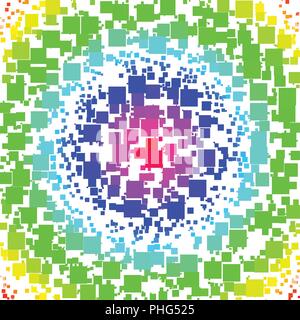 Vector background made of a colorful gradient and squares scattered around. Stock Vector