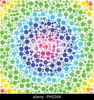 Vector background made of a colorful concentric gradient and round shapes resembling stylized bubbles. Stock Vector