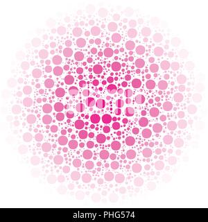 Vector background made of a concentric pink white gradient and round shapes resembling stylized bubbles. Stock Vector
