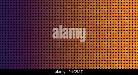 Vector background made of a purple orange gradient and and lined up circles resembling pixels. Stock Vector