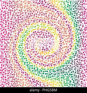 Vector background made of a colorful spiral gradient and round shapes resembling stylized bubbles. Stock Vector