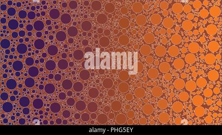 Vector background made of a purple orange gradient and round shapes resembling stylized bubbles. Stock Vector