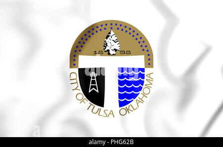 3D Flag of Tulsa (Oklahoma), USA. 3D Illustration. Stock Photo