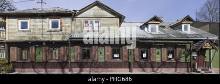 Beer restaurant in wooden house Stock Photo